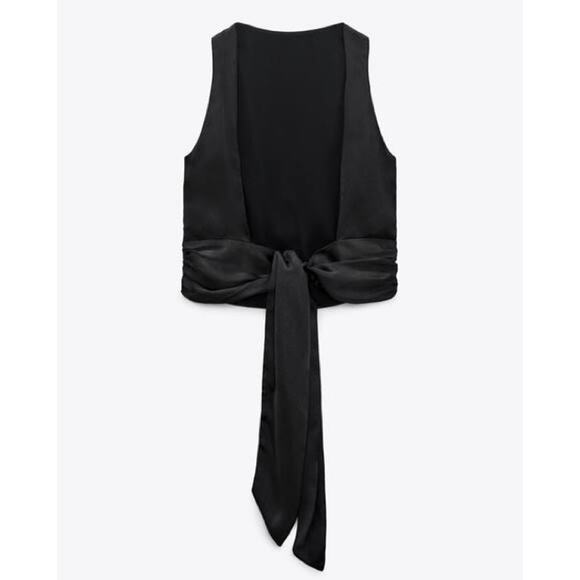 Zara black satin effect halter top | Large - Picture 3 of 6